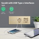BSEED érintős villanykapcsoló dupla EU konnektorral és USB-C csatlakozóval 3