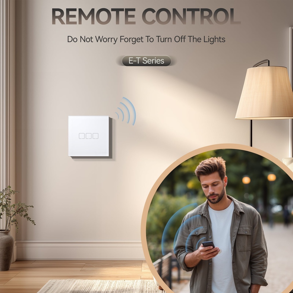 BSEED Echo Wifi-s okos villanykapcsoló (nullvezetős), üveg előlap 1