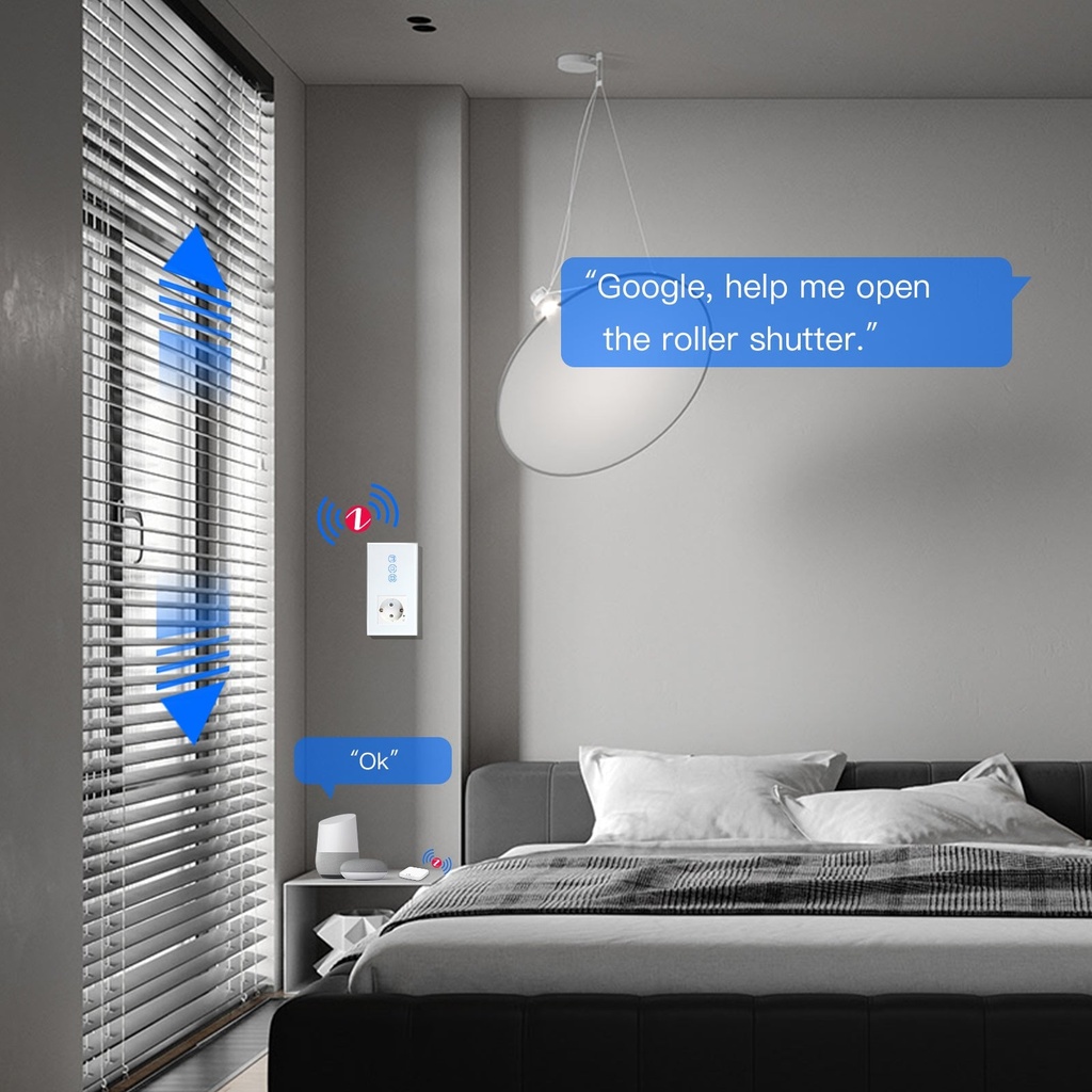 BSEED Zigbee érintős redőnykapcsoló EU konnektorral, üveg előlap, 157 mm 6