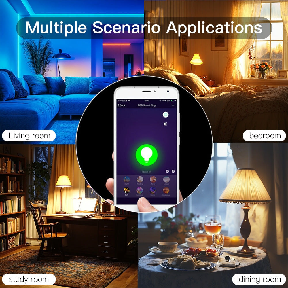Wifi-s okos LED izzó, 9W, szabályozható fényerő, RGB + hideg/meleg fehér 4