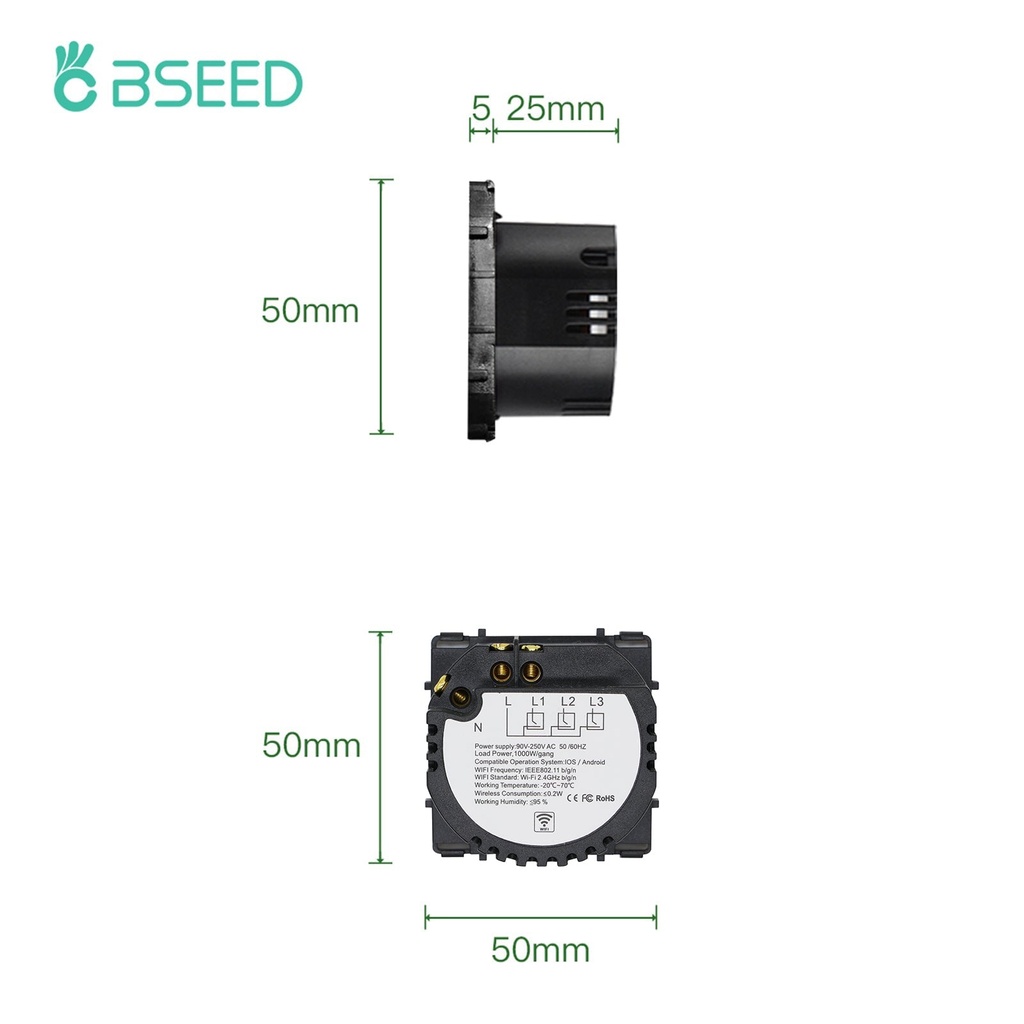 BSEED Wifi / Zigbee villanykapcsoló funkciómodul (nullvezetős), DIY alkatrész 1