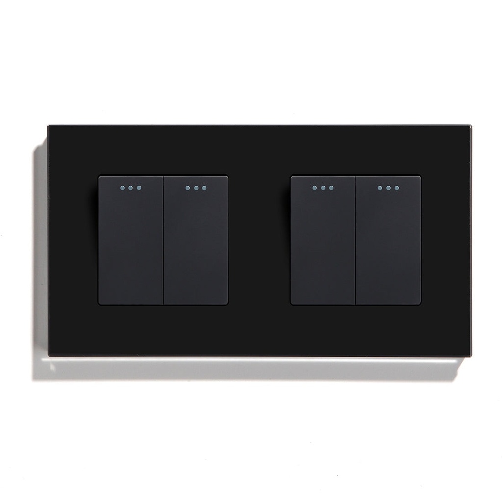 BSEED mechanikus nyomógombos villanykapcsoló, egyutas, dupla 157 mm-es üveg panel 8