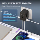 Univerzális utazó adapter 65W USB-C PD és QC 3.0 töltővel, 3 USB porttal 2