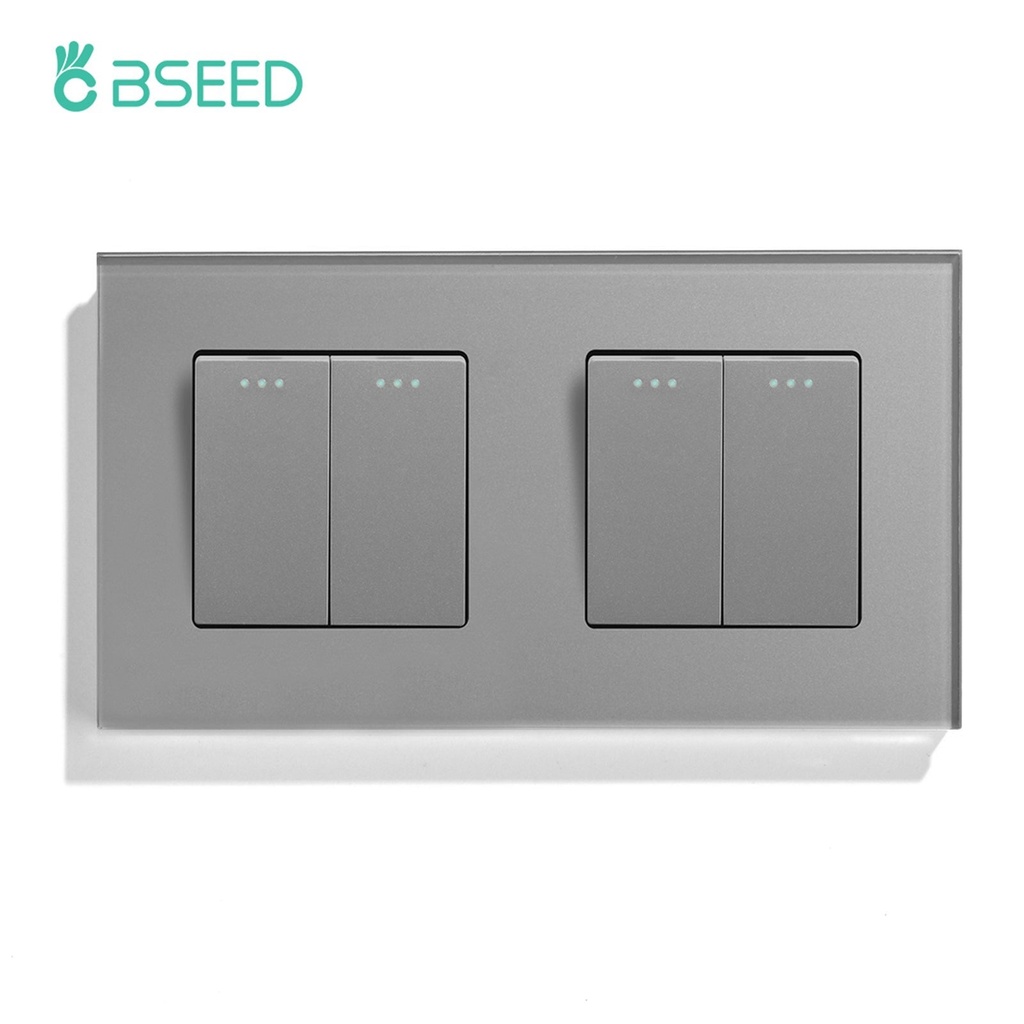 BSEED mechanikus nyomógombos villanykapcsoló, egyutas, dupla 157 mm-es üveg panel 11