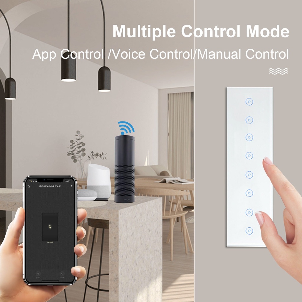 BSEED M sorozatú Wifi-s négyes érintős villanykapcsoló, 299 mm-es üveg panel 5