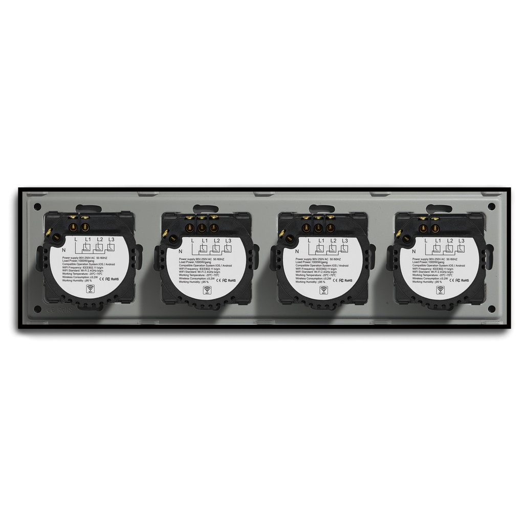 BSEED M sorozatú Wifi-s négyes érintős villanykapcsoló, 299 mm-es üveg panel 18