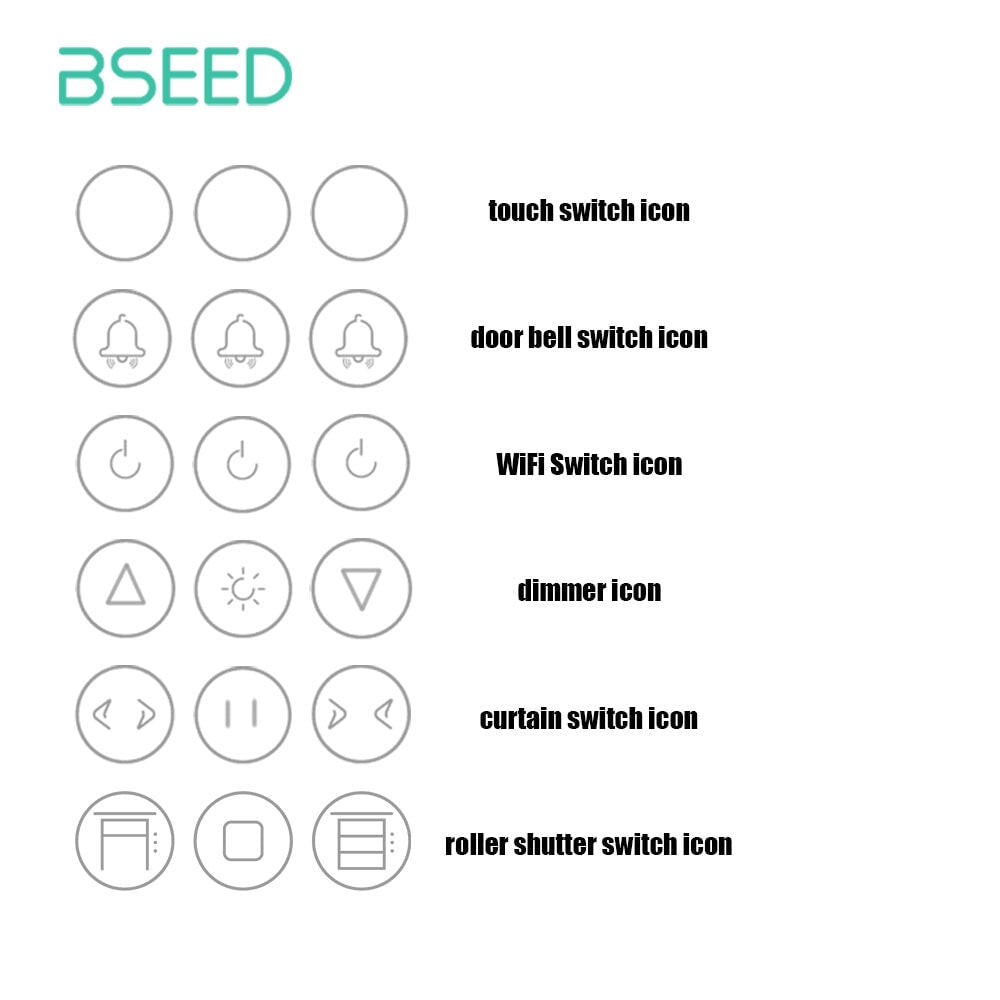 BSEED 47 mm-es üveg kapcsoló-előlap ikonnal, pótalkatrész 2