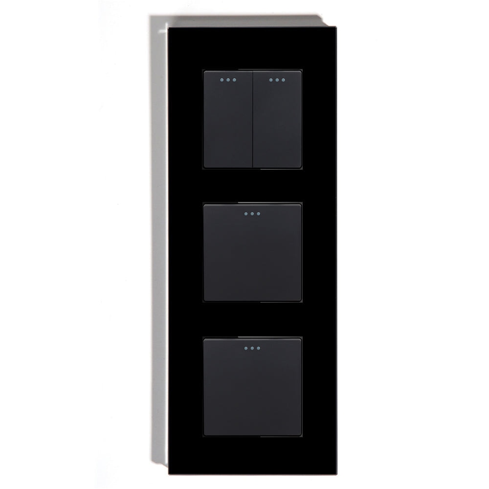 BSEED mechanikus nyomógombos villanykapcsoló, egyutas, hármas 228 mm-es üveg panel 1