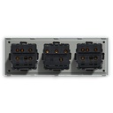 BSEED mechanikus nyomógombos villanykapcsoló, egyutas, hármas 228 mm-es üveg panel 16