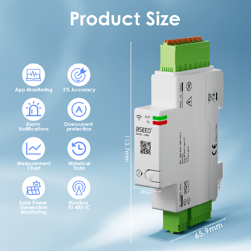 BSEED Wifi-s okos fogyasztásmérő, 3 fázisú, bontható áramváltókkal 1