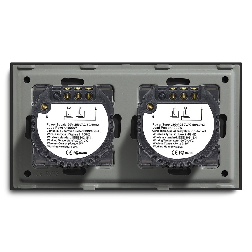 BSEED Wifi-s dupla érintős redőnykapcsoló, 157 mm-es kristályüveg előlap 11