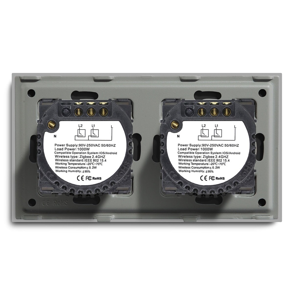 BSEED Wifi-s dupla érintős redőnykapcsoló, 157 mm-es kristályüveg előlap 17