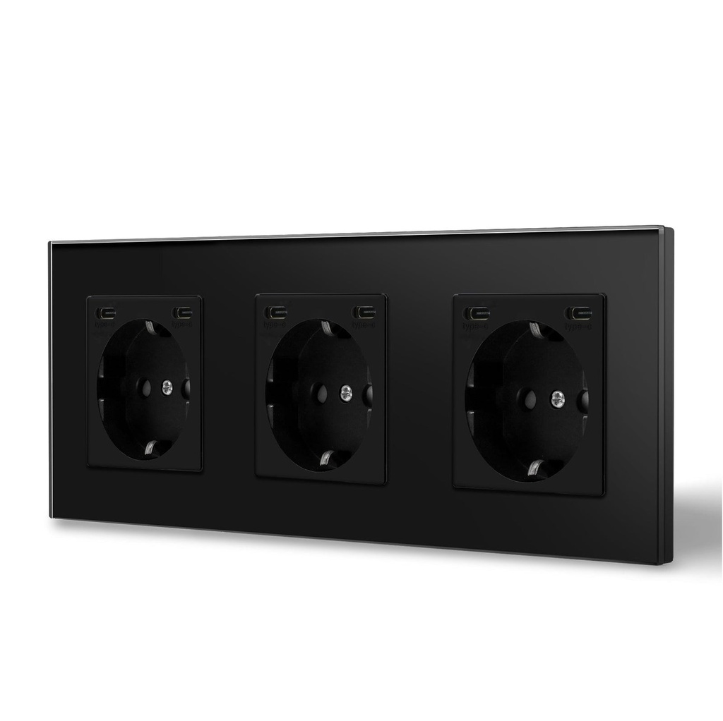 BSEED EU konnektor dupla USB-C töltővel (2,1A), üveg előlap 11