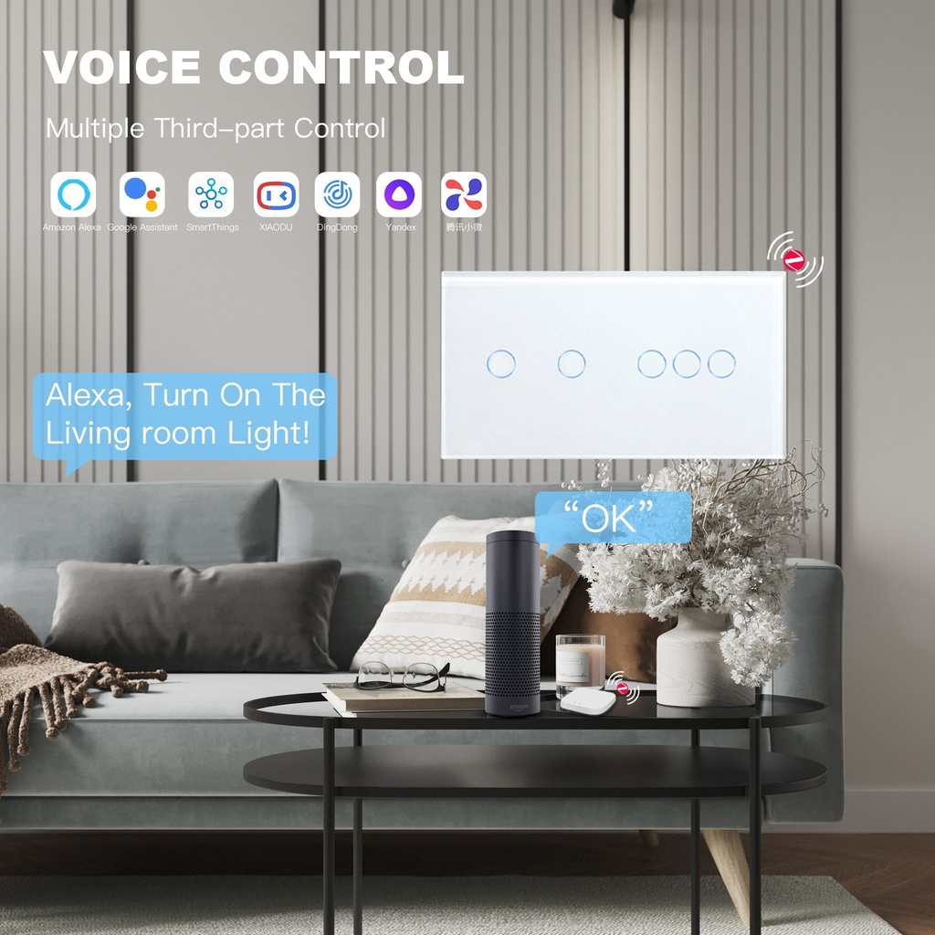 BSEED Zigbee dupla okos villanykapcsoló (nullvezeték nélkül), 157 mm 2