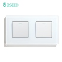 BSEED mechanikus nyomógombos villanykapcsoló, egyutas, dupla 157 mm-es üveg panel