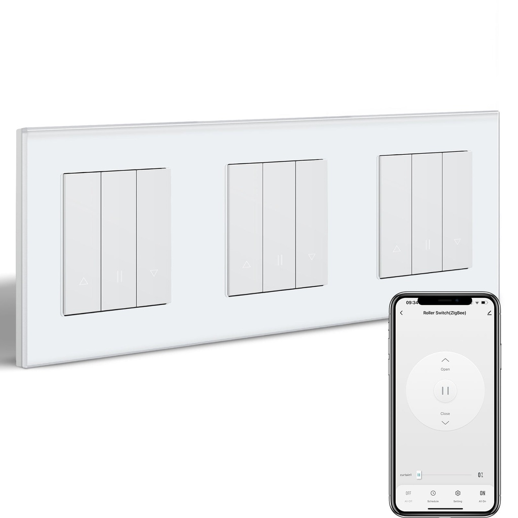 BSEED Echo Zigbee okos hármas redőnykapcsoló, Tuya, Alexa, Google