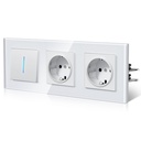Bseed Echo Light Switch Glass Panel With Clamping technology with Double Europe Socket