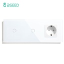 BSEED Double Touch 1/2/3 Gang 1/2/3 Way Light Switch With EU Socket