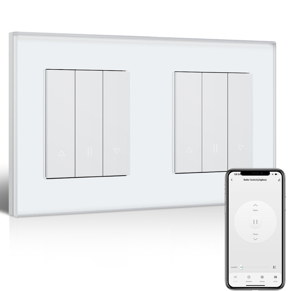BSEED Echo Zigbee-s okos dupla redőnykapcsoló, 157 mm