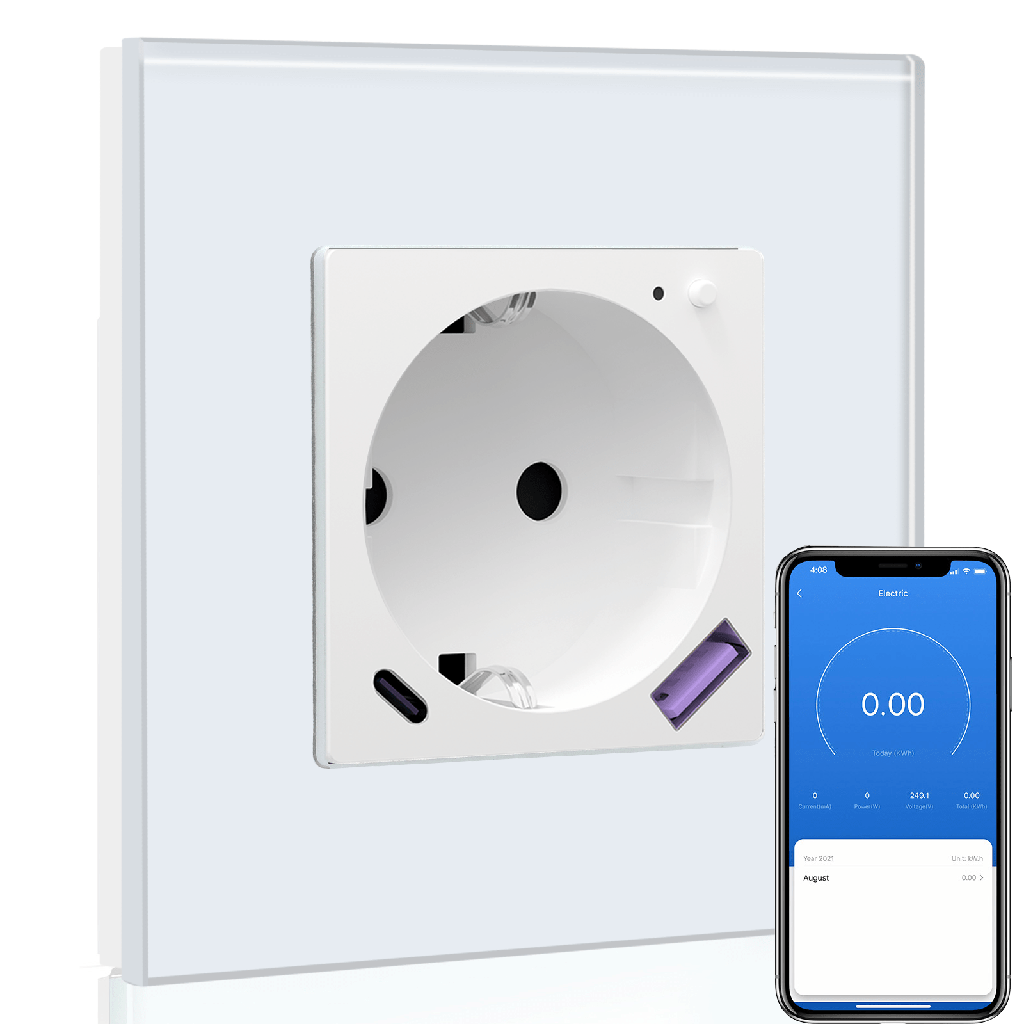 BSEED Wifi-s okos EU konnektor USB és Type-C töltővel, fogyasztásméréssel
