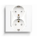 BSEED EU Double Sockets Power Wall Outlet Home Wall Power Sockets Glass Panel