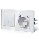 Bseed Echo Light Switch Glass Panel With Clamping technology with Europe Socket with USB type-c