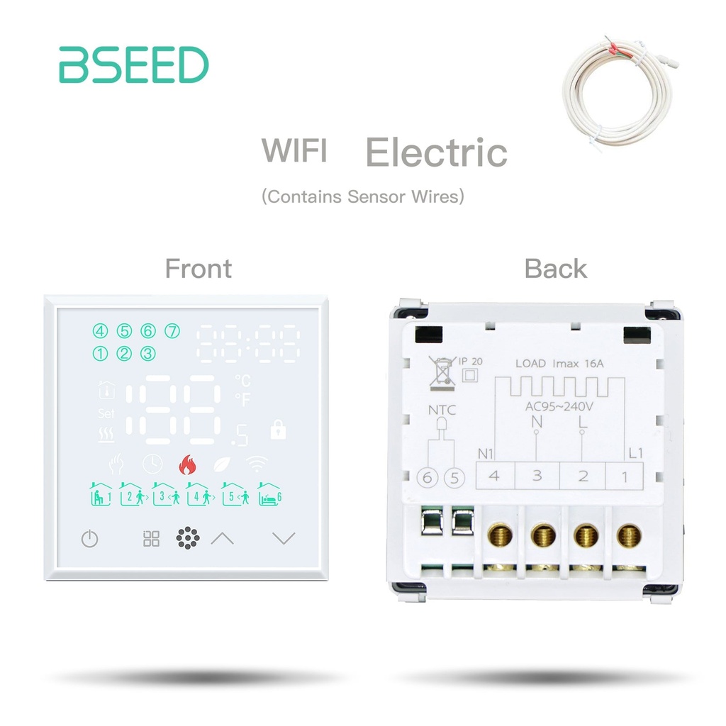 BSEED Wifi / Zigbee LED kijelzős padlófűtés-termosztát modul (DIY)