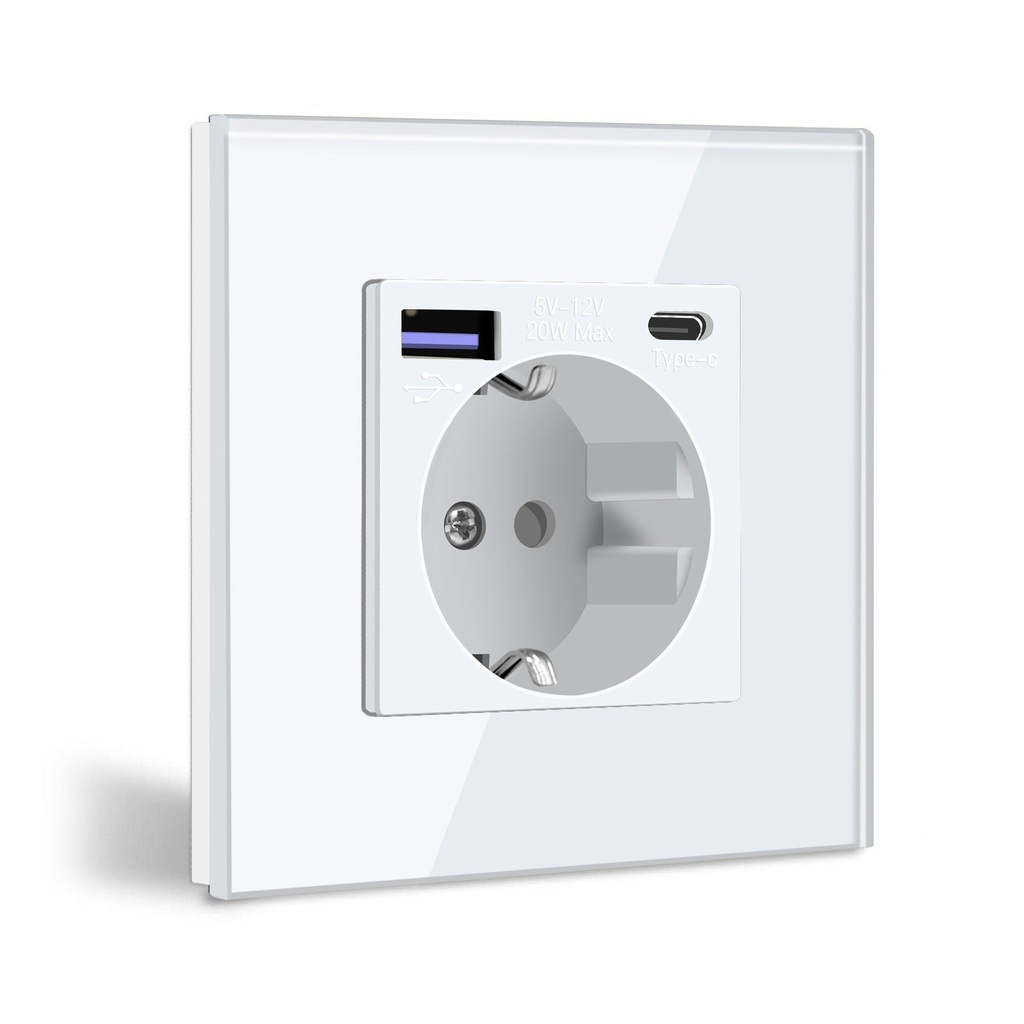BSEED EU sockets with 20W PD Fast Charge Type-C Interface Outlet Wall Socket