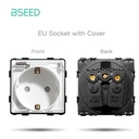 BSEED EU/FR konnektor funkciómodul USB és USB-C töltővel, üvegkeret nélkül