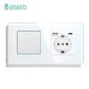BSEED villanykapcsoló hagyományos EU konnektorral és USB-C csatlakozóval