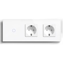 BSEED Wifi-s érintős villanykapcsoló dupla EU konnektorral, 228 mm-es üveg előlap