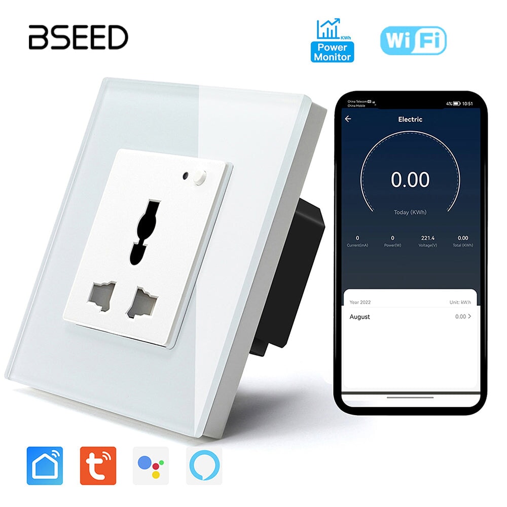 BSEED Smart WiFi Multi-Function Wall Sockets with Energy monitoring