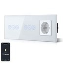 BSEED Smart WiFi Dimmer Light Switch With Normal EU Socket Double Light Switch with Socket