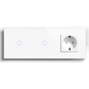 BSEED Wifi-s érintős dupla villanykapcsoló hagyományos EU konnektorral, 228 mm