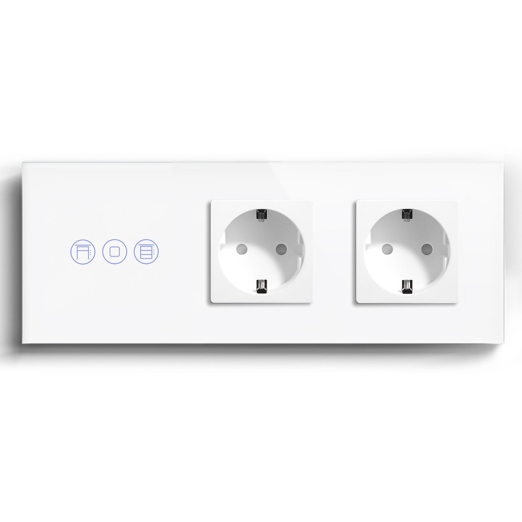 BSEED Wifi-s érintős redőnykapcsoló két hagyományos EU konnektorral, 228 mm