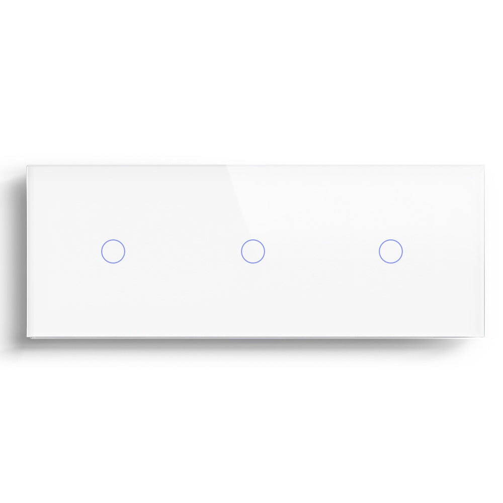 BSEED hármas érintős villanykapcsoló, egyutas, üveg előlap, 228 mm