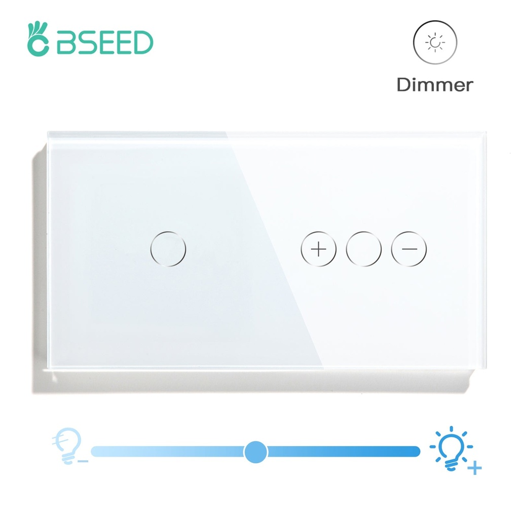Bseed Touch Light Switch 1Way Wall Switch With Touch Dimmer Switch Glass Panel 157mm