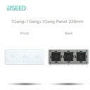 BSEED Glass Panel Only 228mm Triple 1/2/3 Gang Panel DIY with Metal Frame