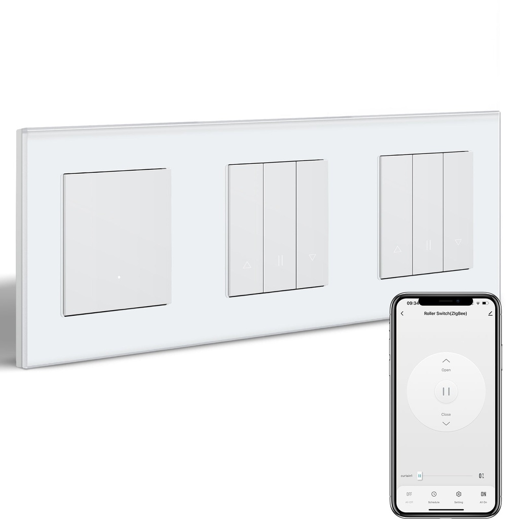 BSEED Smart Zigbee Light Switch with Doouble Blind roller shutter switch(With Neutral) Hub required Switch work with tuya Alexa