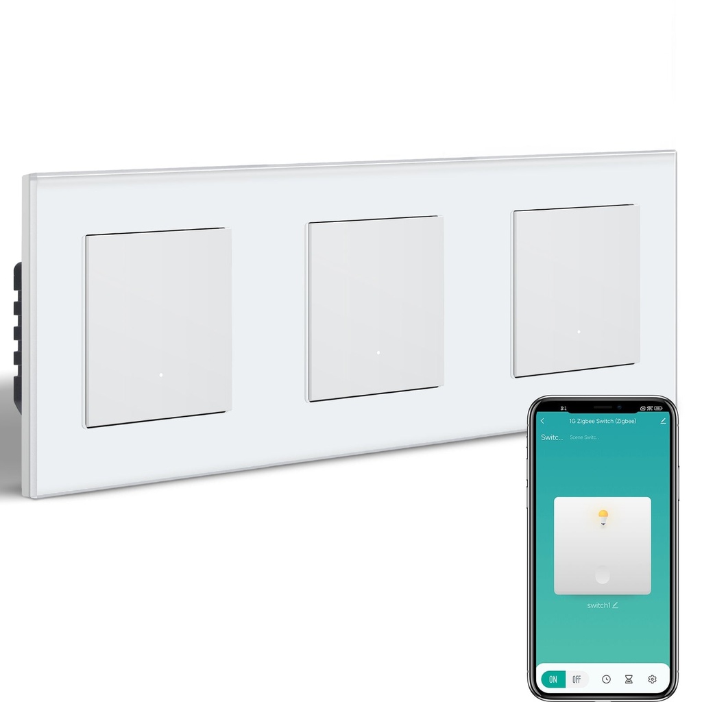 BSEED hármas Zigbee-s okos villanykapcsoló (nullvezetékes), átjáróval