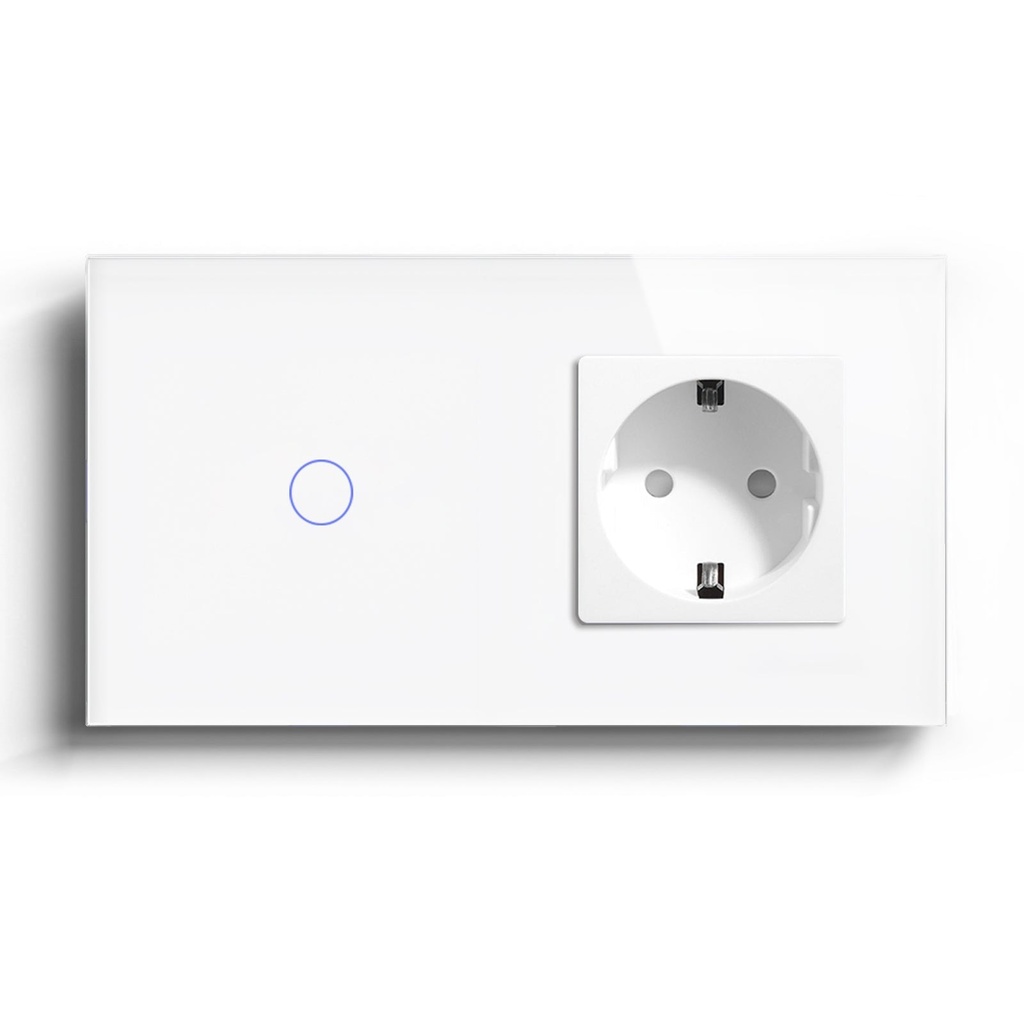 BSEED Zigbee érintős villanykapcsoló hagyományos EU konnektorral, 157 mm