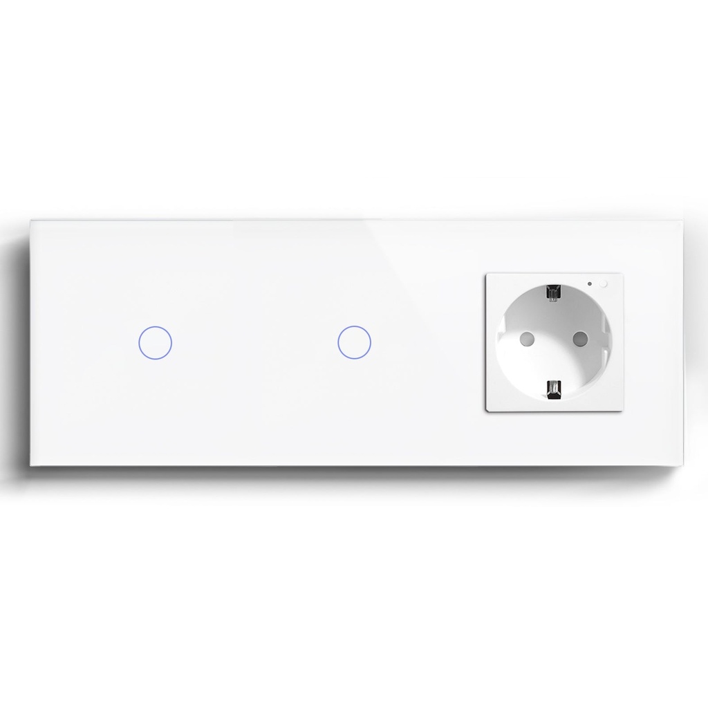 BSEED dupla Wifi-s érintős villanykapcsoló EU konnektorral, 228 mm-es üveg előlap
