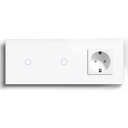 BSEED dupla Wifi-s érintős villanykapcsoló EU konnektorral, 228 mm-es üveg előlap