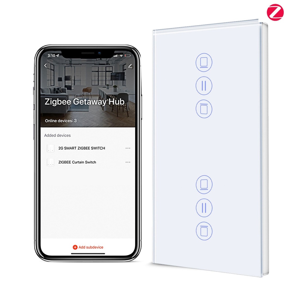 BSEED Zigbee dupla érintős redőnykapcsoló, függőleges kivitel