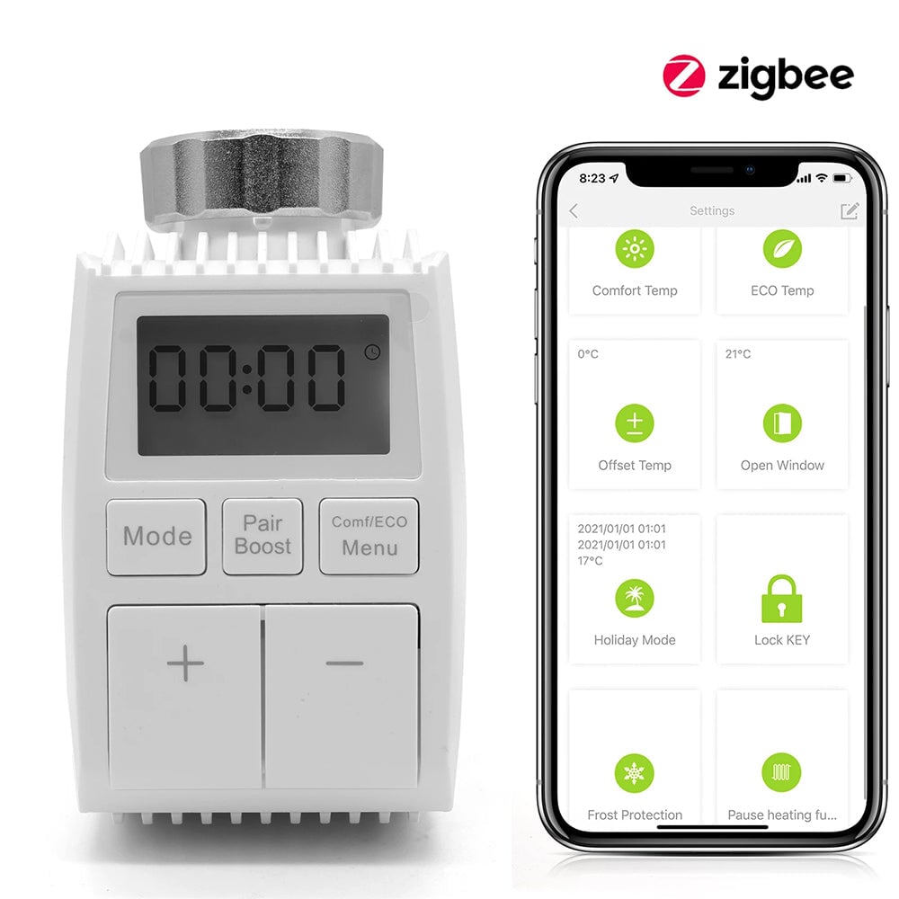 BSEED Zigbee 3.0 okos termosztatikus radiátorszelep, programozható