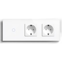 BSEED Zigbee-s érintős villanykapcsoló (nullvezeték nélkül) dupla EU konnektorral