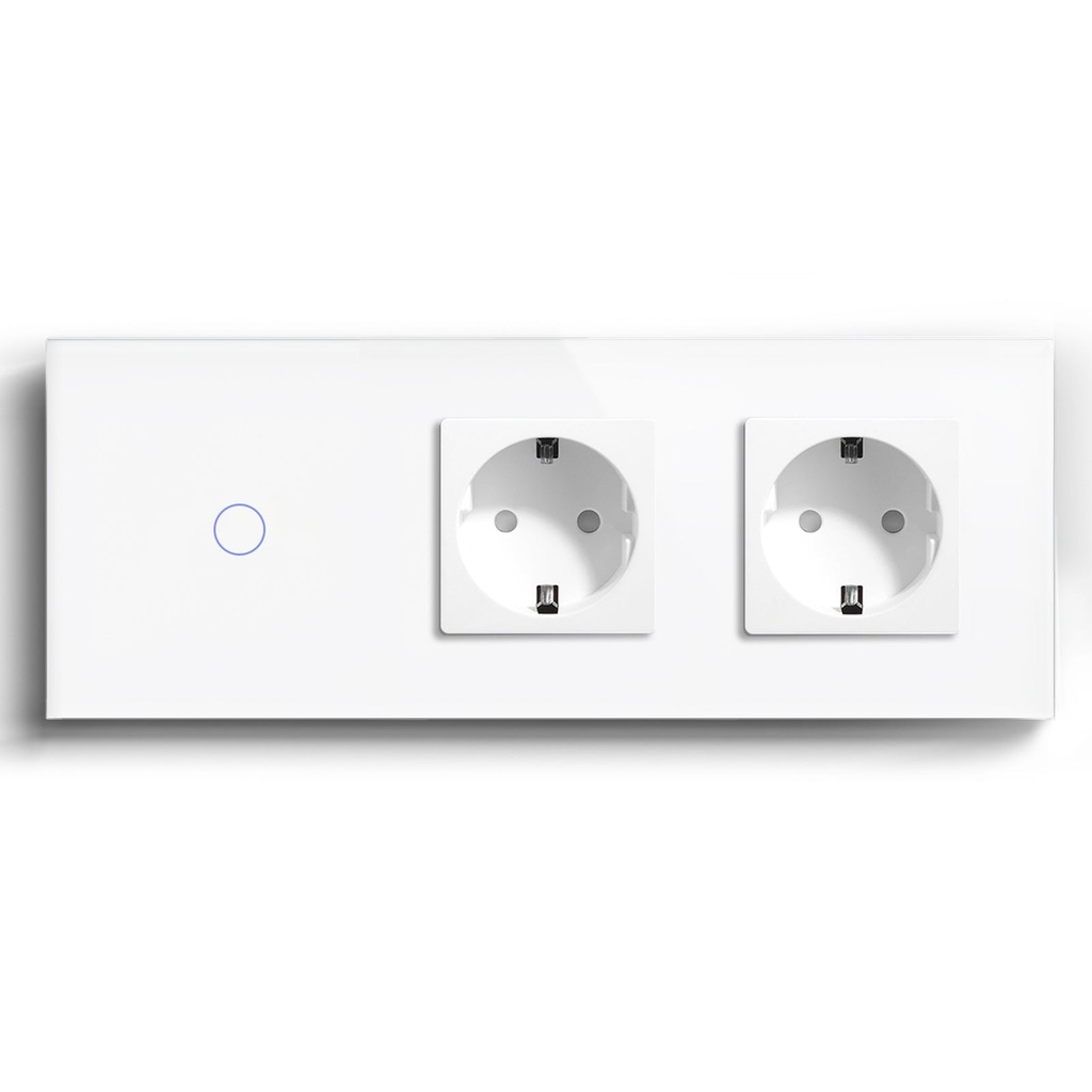 BSEED Zigbee érintős villanykapcsoló dupla EU konnektorral (nem okos), 228 mm