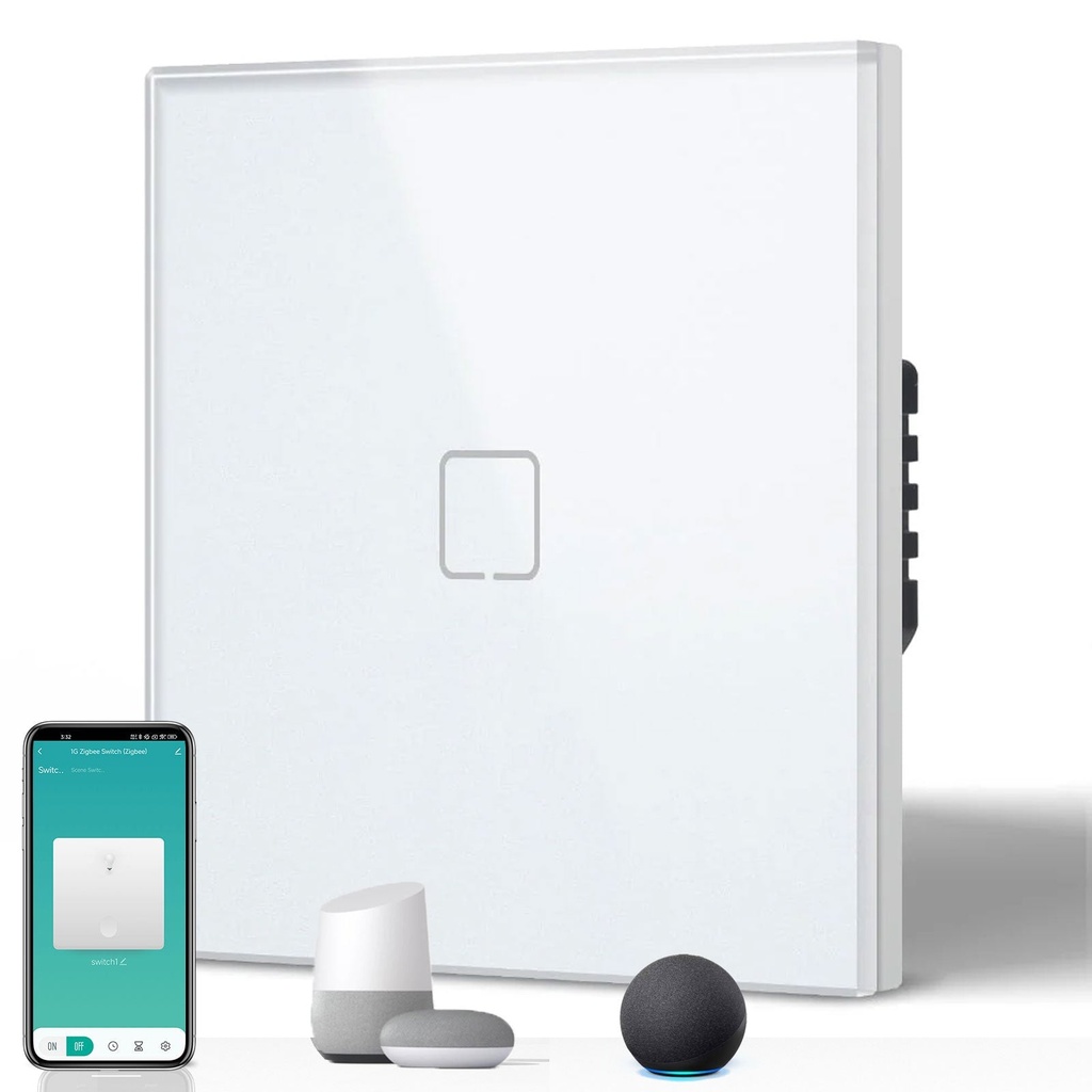 BSEED Echo Zigbee érintős okos villanykapcsoló (nullvezetős), üveg előlap