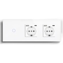 BSEED Zigbee-s érintős villanykapcsoló két hagyományos EU konnektorral, USB-C-vel