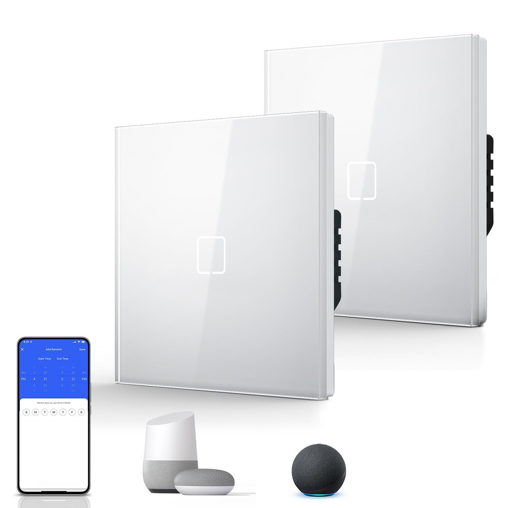 BSEED Echo Wifi-s érintős okos villanykapcsoló (nullvezetékes), többdarabos csomag